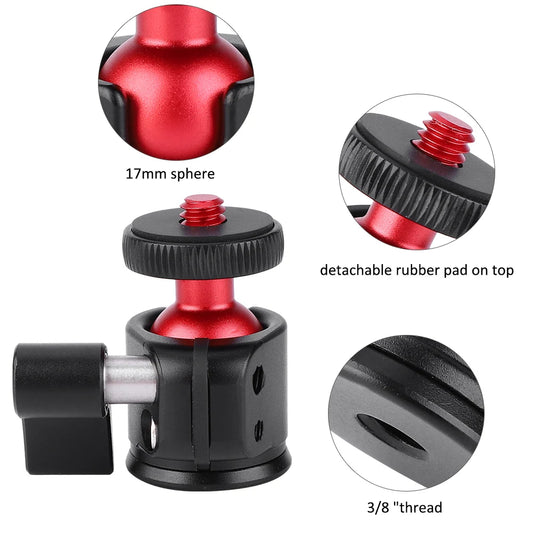 360 Degree Ball Head  Metal 360 Degree  Mini Ball Head 1/4" Screw Mount for DSLR Camera Fill Light Mini Ball Head